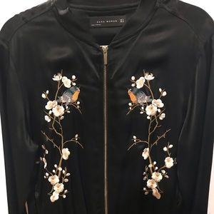 ZARA Sakura Cherry Blossom Embroidered Bomber